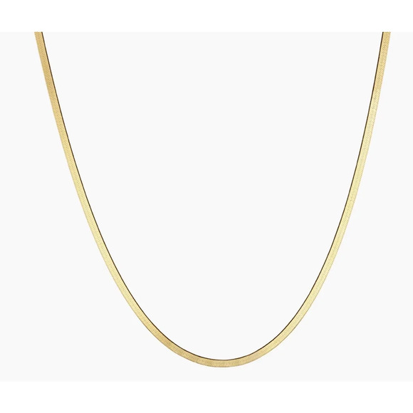 2mm Herringbone Necklace | Yellow Gold Plated 925 Sterling Silver - Picture 3 of 15